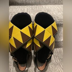 Marni Stylish Yellow and Brown Women's Sandals size 7